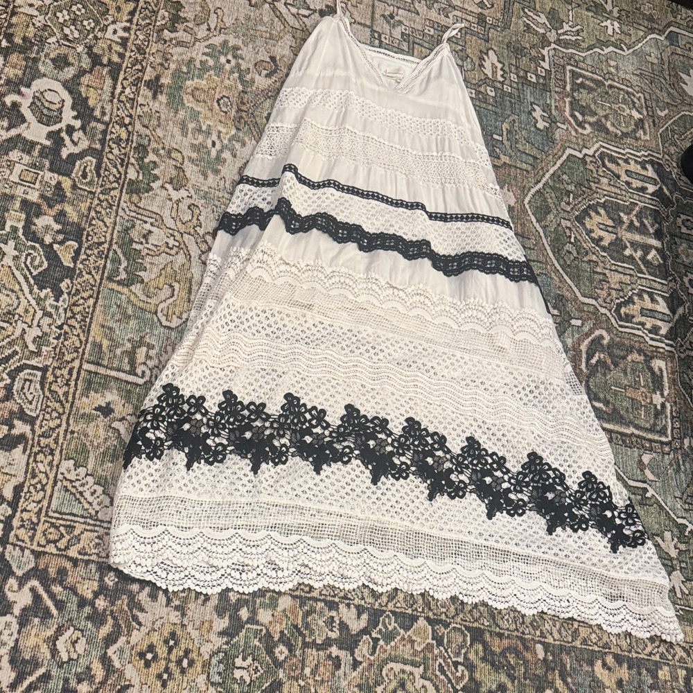 Anthropologie White Lace Detail Dress